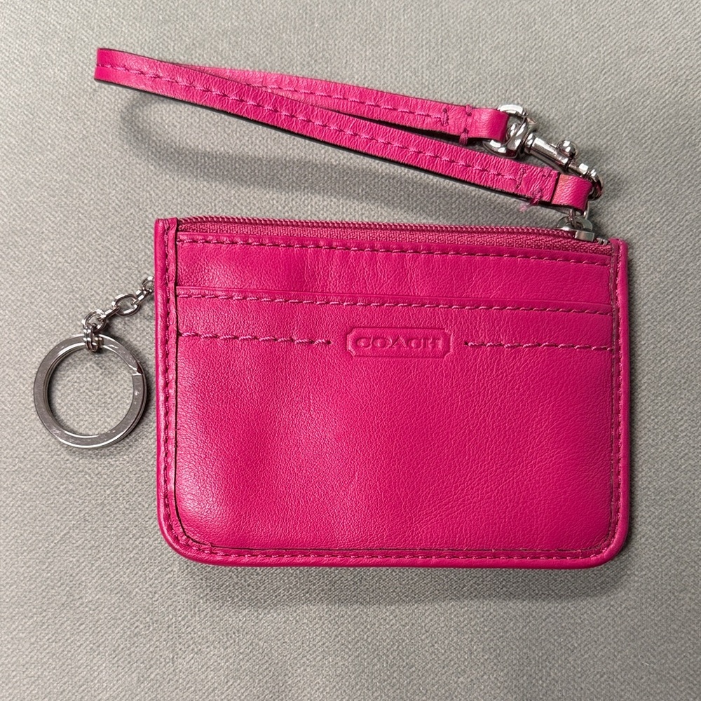 COACH CAMPBELL LEATHER MINI ID SKINNY CREDIT CARD KEYCHAIN WRISTLET #F50167 - Picture 5 of 10